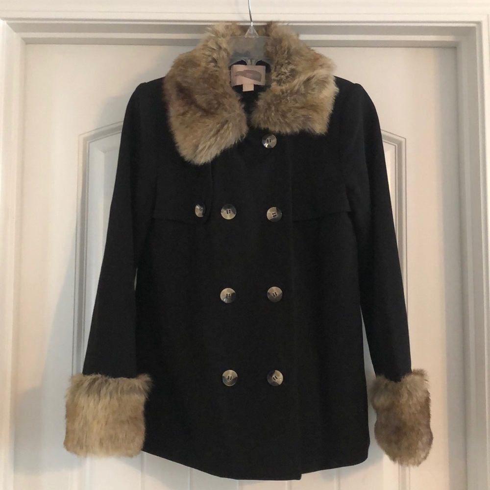 Fur lined pea coat